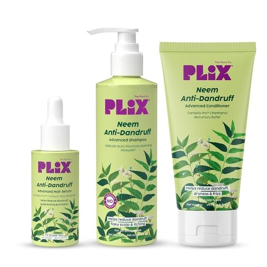 

PLIX - THE PLANT FIX Ним Противоперхотный расширенный набор | Шампунь (200мл), сыворотка (50мл), Кондиционер (175ml) | Пирактон оламин и 3% Dandelix Pro™