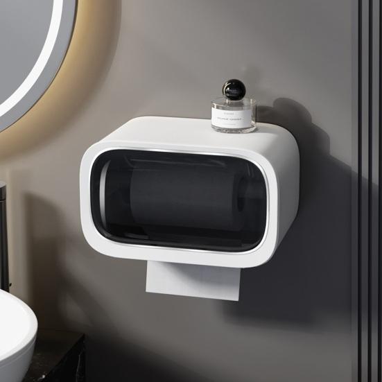 Tissue Box with Sealed Flip Cover Moisture-Proof Waterproof Plastic for Bathroom Toilet Roll Holder Large Small Rolls Stable Storage Shelf with
