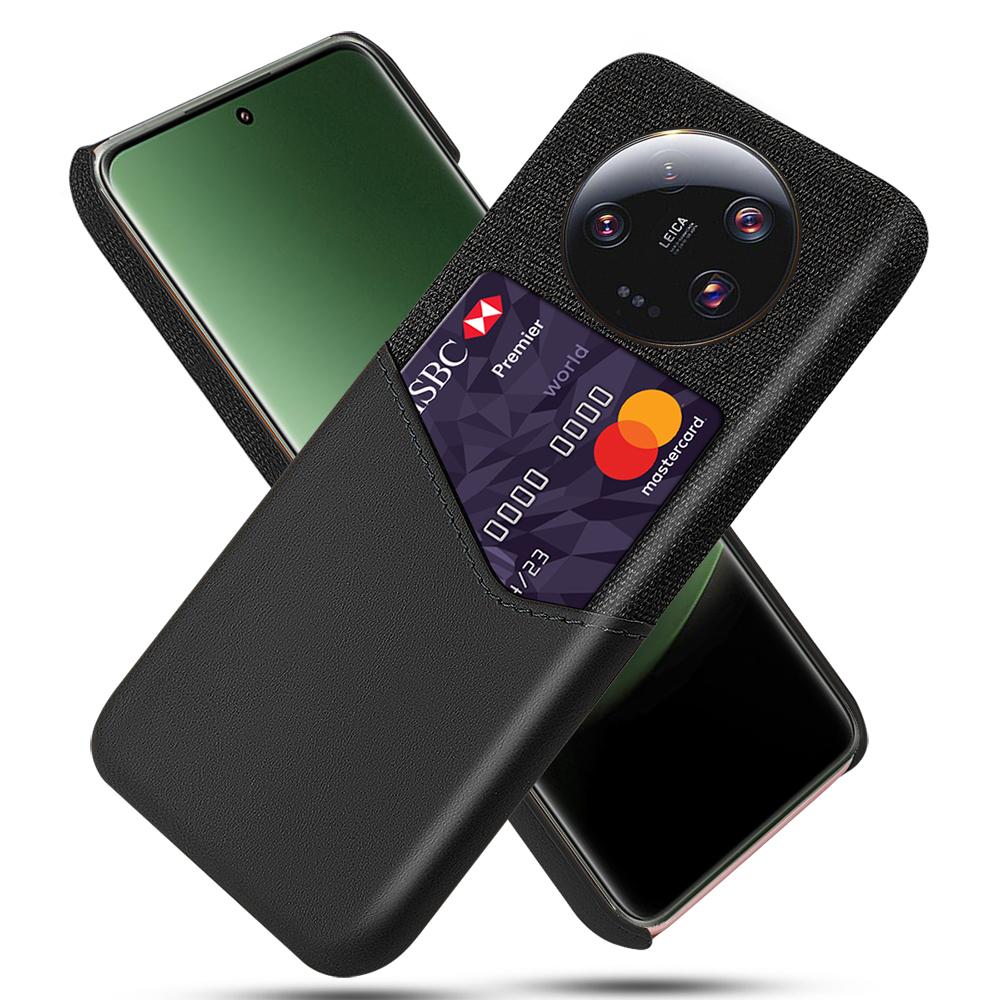 

PU Leather Coated PC Case for Xiaomi 13 Ultra,Cloth Texture Phone Cover with Card Slot Black
