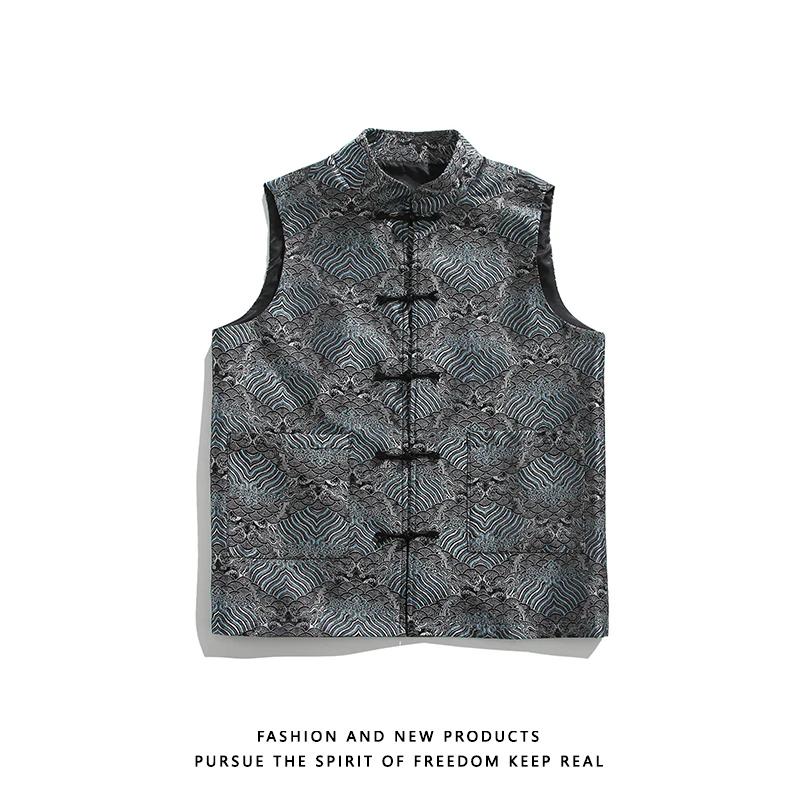 Men Chinese Style Vest Retro Ethnic Style Sleeveless Jackets Men Buckle Vests Fashion Casual Tank Tops Male Hanfu Waistcoats