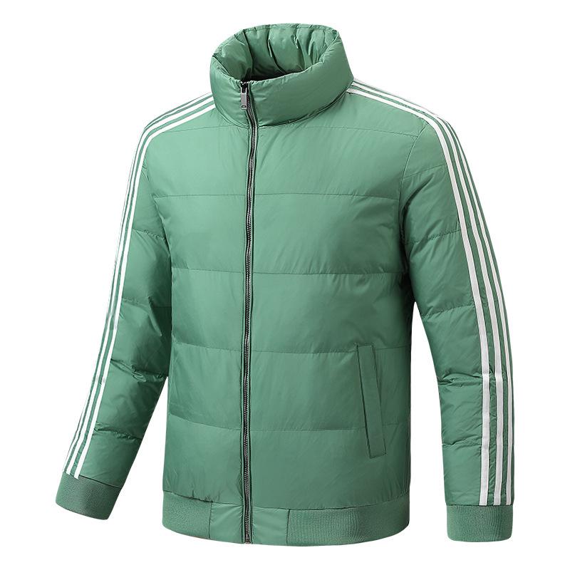 2023 Men's Slim Fit Stand-Up Collar Three-Bar White Duck Down Jacket for Couples