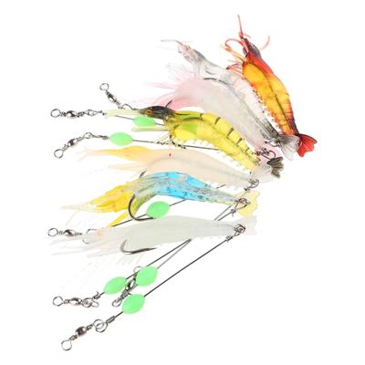 7 Pcs Fishing Shrimp Lures Artificial Silicone Soft Shrimp Baits with Hooks