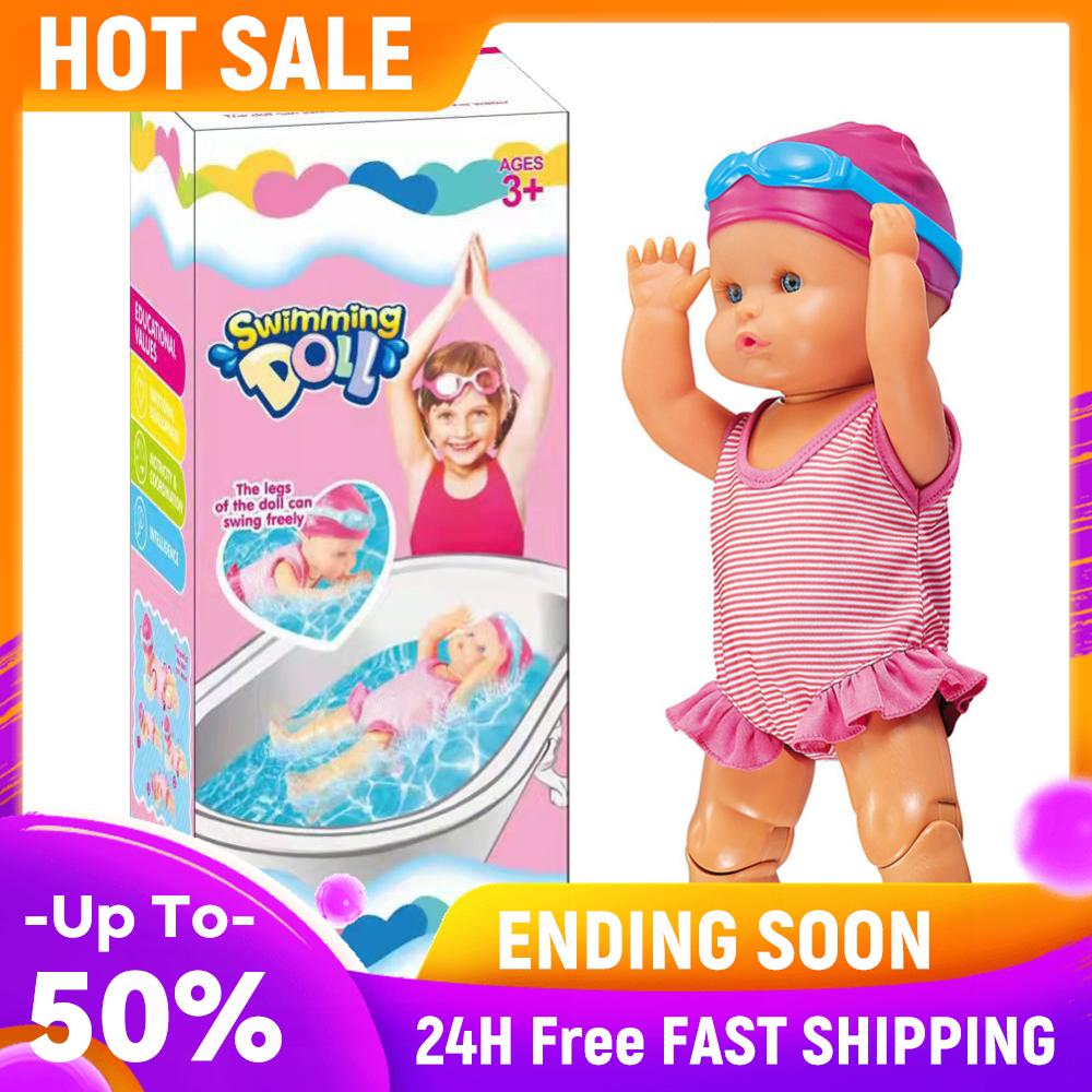 Swimming Doll Waterproof Water Baby Doll with Movable Joint and Detachable Suit Kids Bathroom Bath Toy Birthday Gift for Kids