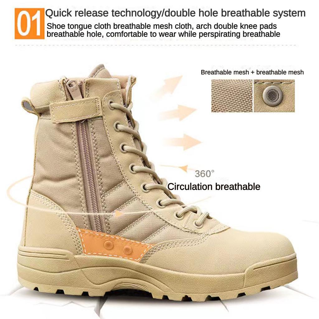 Fashion High-Performance Tactical Boots for Men Black Waterproof Outdoor Hiking Boots Anti-Slip Military Boots