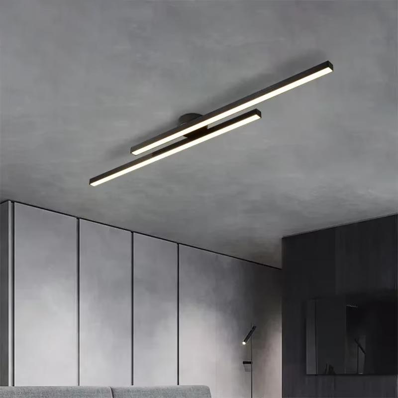 Modern LED Ceiling Light Black Gold 60/80cm Line Lamps For Living Room Entryway Bedroom Hallway Hotel HomeLighting Fixtures