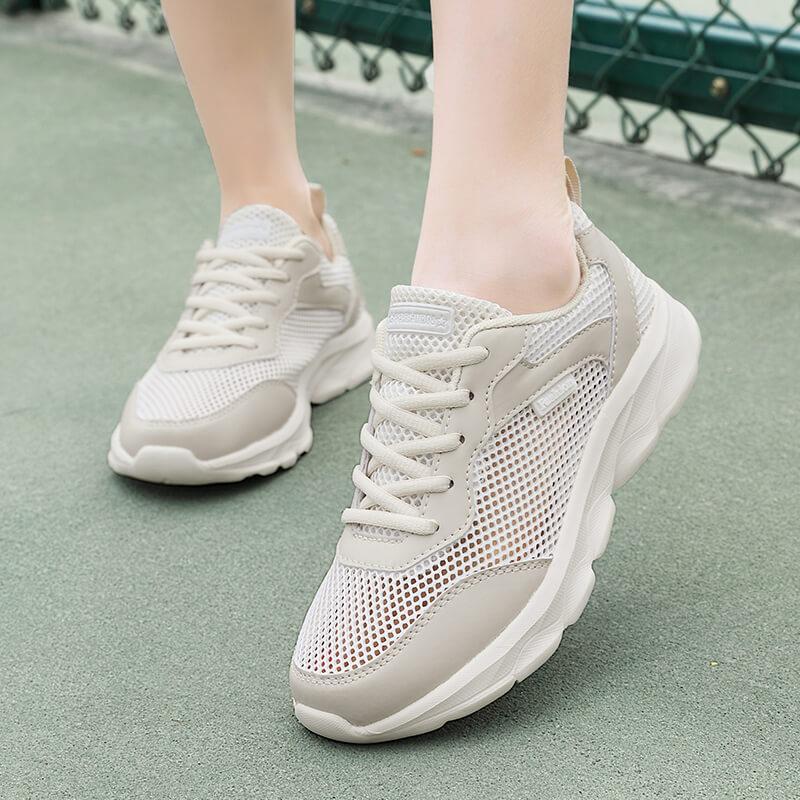 2025 summer new versatile women's shoes foreign trade sports shoes big net breathable hollow women's casual shoes Korean version lace-up