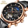 Luxusmarke KINYUED Automatische Mechanische Herrenuhr Wasserdicht Lederarmband Tourbillon Sport Herrenuhren Mode Lässig Männlich