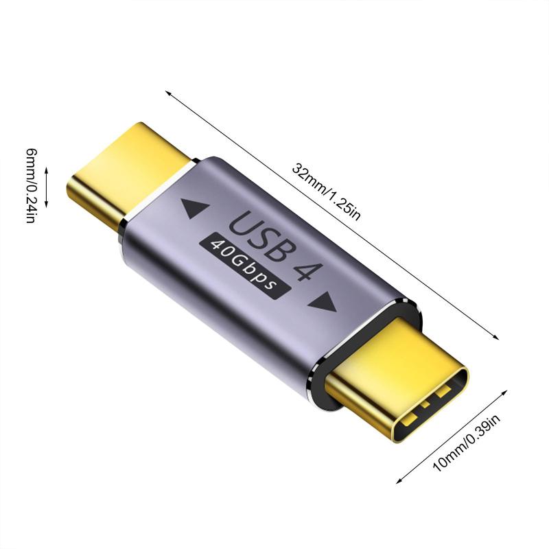 100w Usb C Adapter Type-C Male To Female Support 8k 60hz Video Output 40gbps Data Transfer Straight
