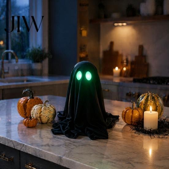 Spooky Party Decorations for Festival Halloween Ghost Decoration, Glow in The Dark Standing Ghost, Realistic Decor Small Black Fabric Tabletop,