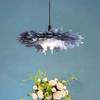 NEW Hemp Rope Purple Feather Pendant Lamp For Boys Girls Children'S Room Bedroom School Wedding Hanging Decor Led Lighting