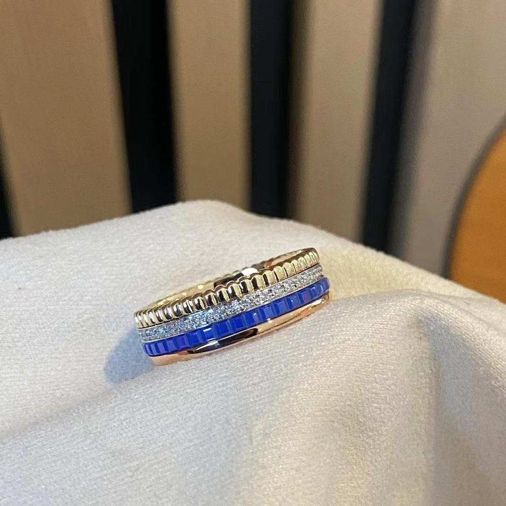 Pierścionek z zębatką w kształcie kostki lodu z diamentami inspirowany szczęściem V Gold dla par - uniseks i stylowy