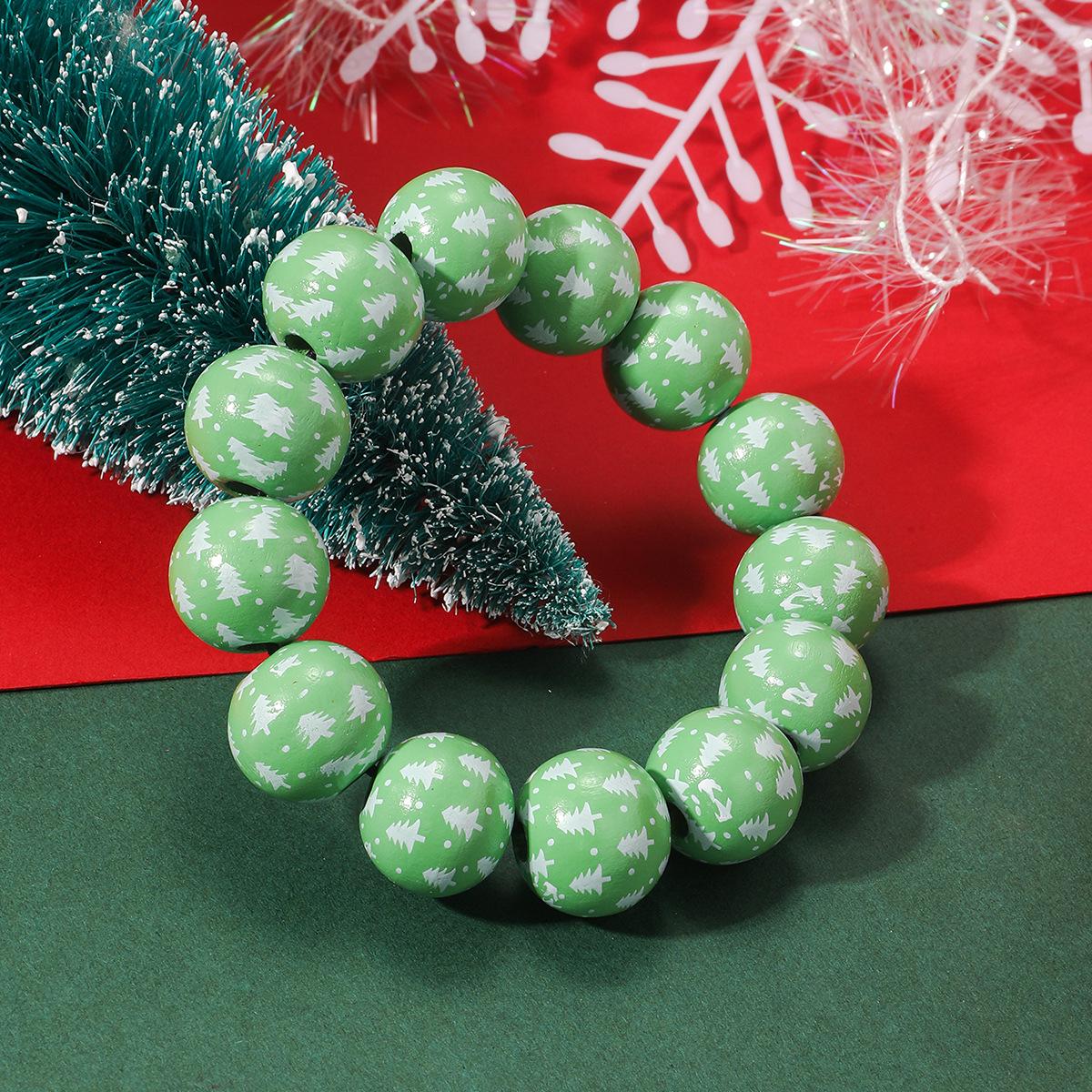 

Праздничный браслет на резинке с деревянными бусинами в виде снежинки и лося для мужчин и женщин