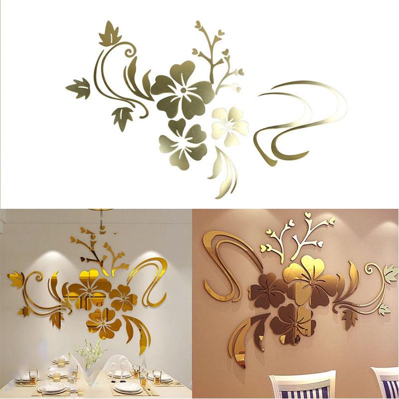 Exquisite Removable 3d Mirror Flower Art Wall Sticker For Stunning Home Decoration