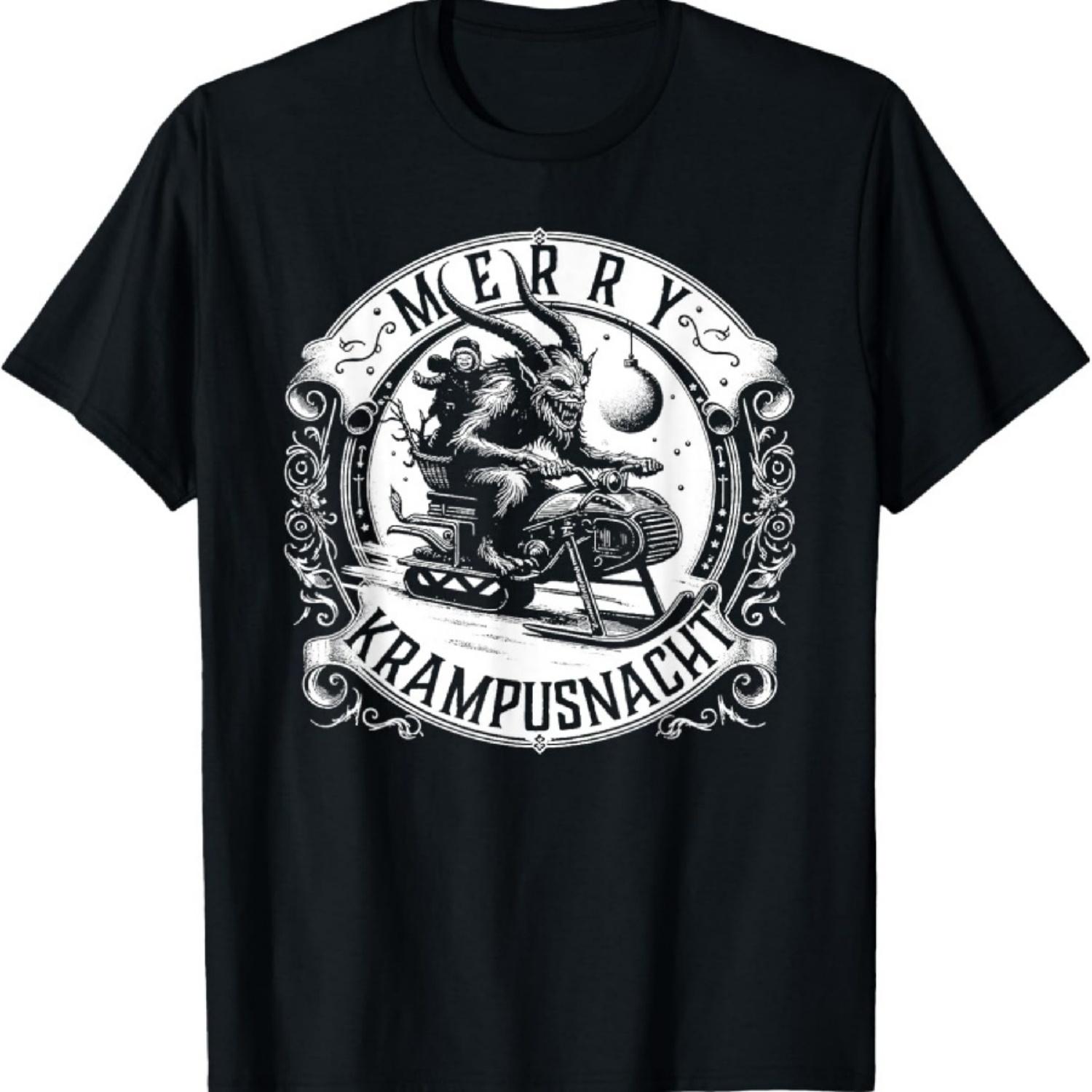 Krampusnacht Krampus on a Snowmobile T-Shirt XXXXXL чёрный