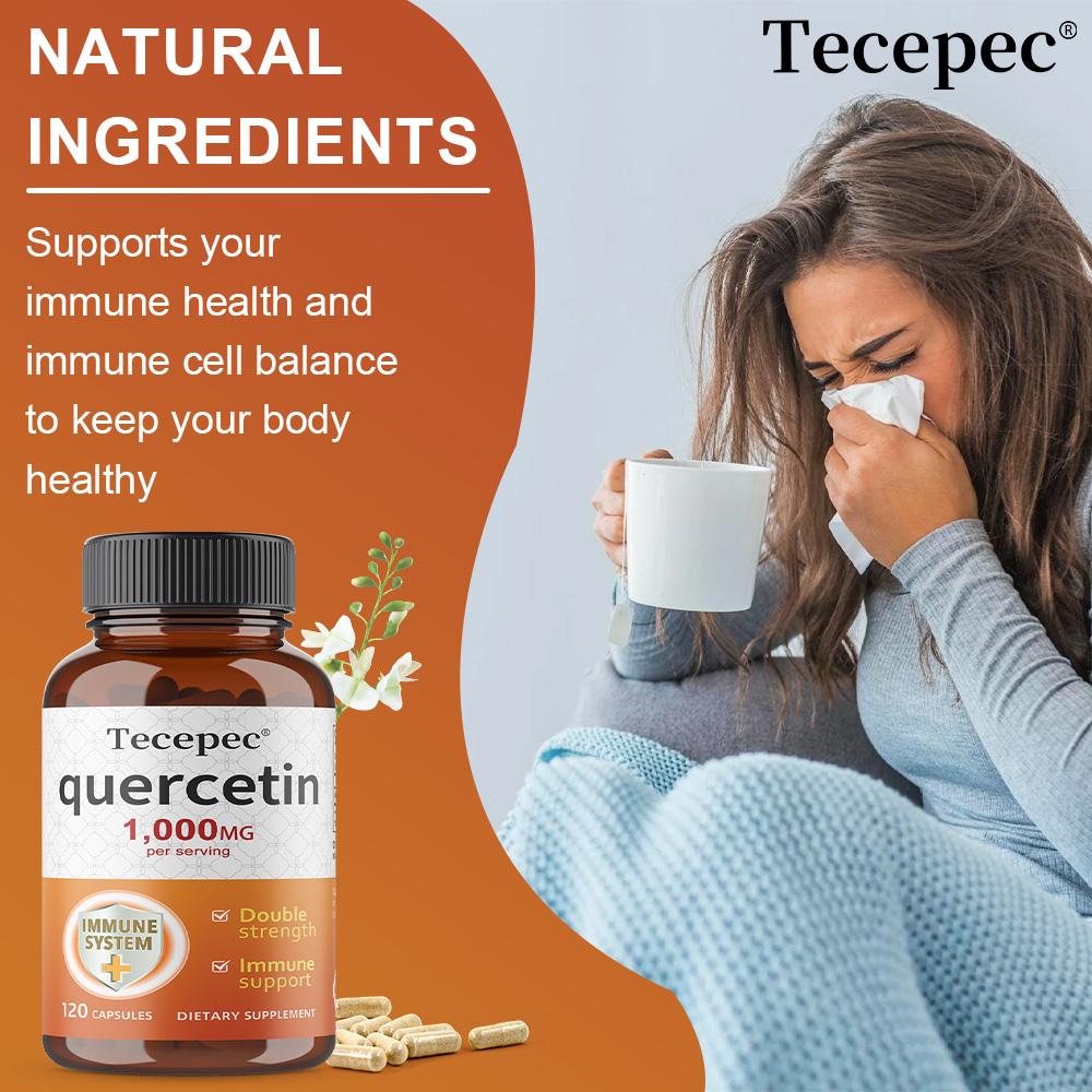 Quercetin Nahrungsergänzungsmittel, 1000 mg pro Portion, 120 Kapseln pro Flasche