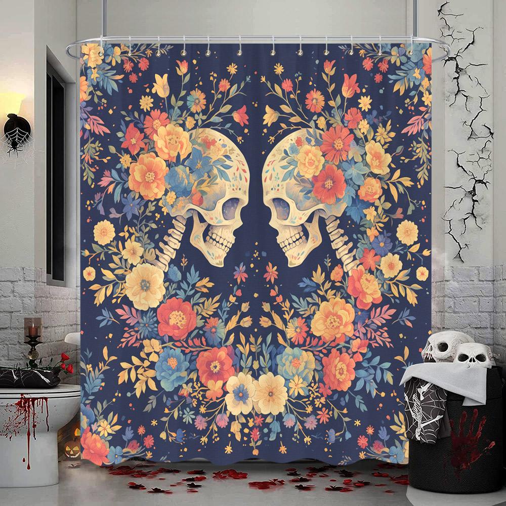 Spooky Halloween Skeleton Shower Curtain Skull Flower Dinosaur Western Cowboy Polyester Fabric Shower Curtains Bathroom Decor