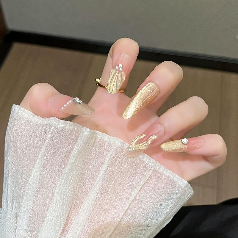 Cat's Eye Wearing Nail Pure Hand-made Nail Piece Fake Nail Wearing Nail Piece Advanced Sense Thin Dog Long