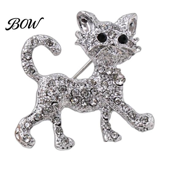 Rhinestone Cat Brooch Shape Pin, Kitten Lapel Pin Clip for Shaped Women Girls, Sweater Cardigan Coat Suit Decoration Jewelry Accessories