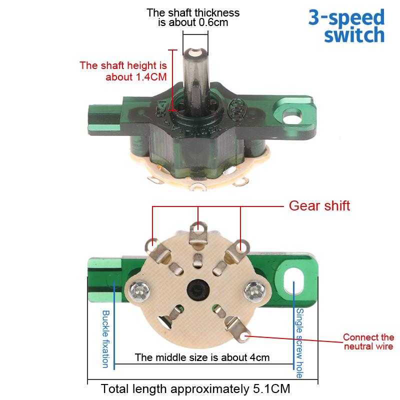 Round Fan Speed Control Switch For Floor Fan Wall Fan Gear Switch Replacement Parts