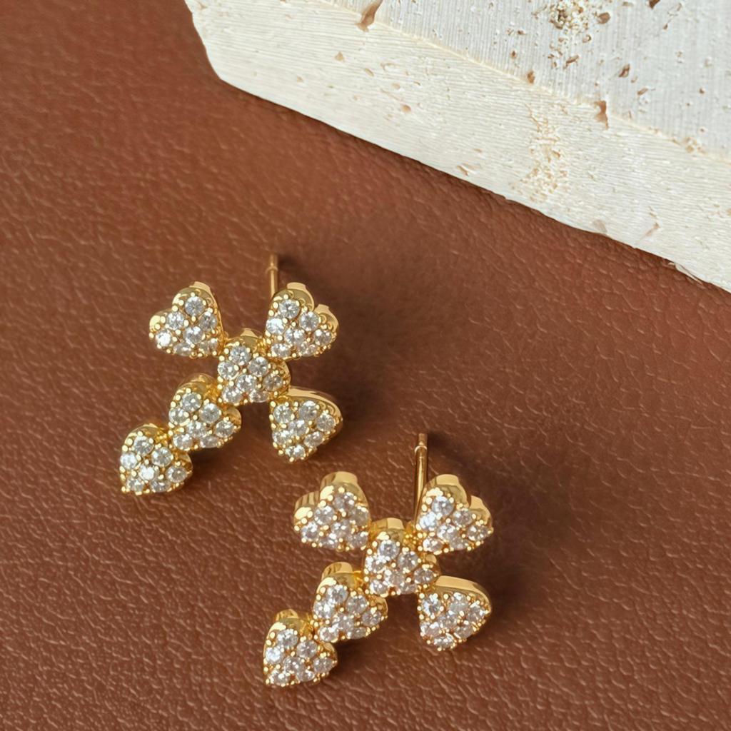 Diamond Cross Stud Earrings - Elegant, Versatile, High-End Design