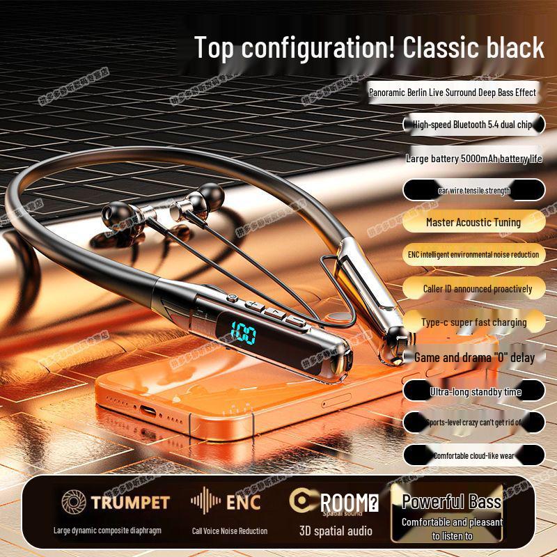 Universal Neckband Bluetooth Headphones with Long Battery for Sports: Compatible with Huawei, Vivo, Xiaomi, Oppo, and Apple.