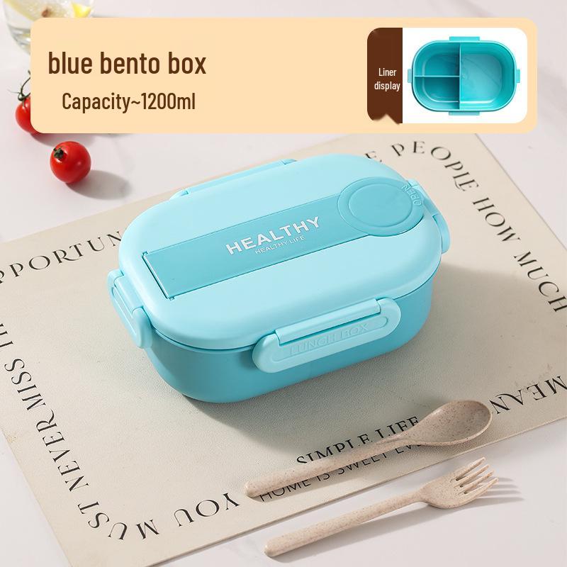 Microwavable Japanese-Style Wheat Straw Lunch Box Set with Compartments for Students and Office Workers