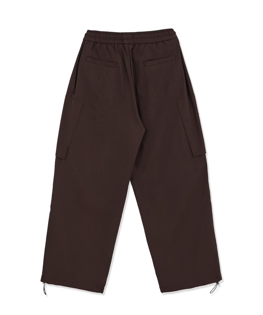 MAKEITTO Two Tuck Wide Parachute Cargo Pants_Brown