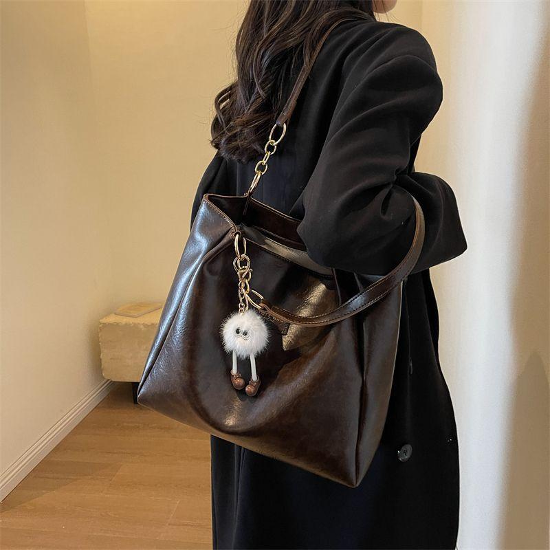 Tote Bag Women's New Genuine Leather Women's Bag Large Capacity Crossbody One-shoulder Hand-held Commuting Bucket Bag