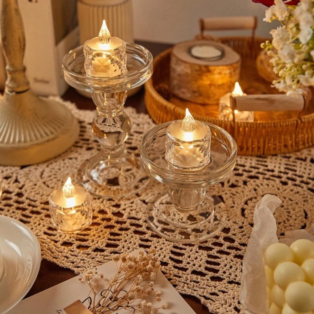 Flameless LED Light Candle Transparent Night Lamp Mini Crystal Candle Home Decoration