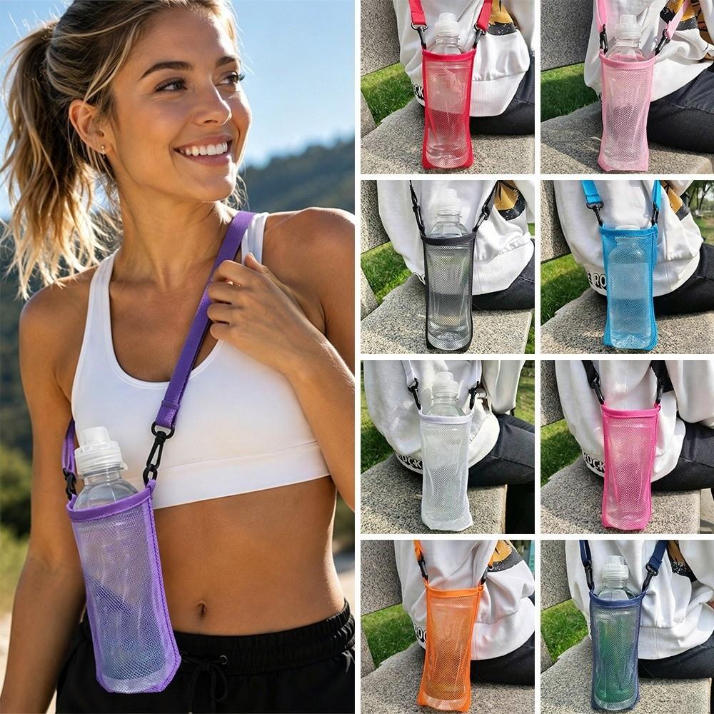 With Strap Single Shoulder Water Cup Bag Useful Cup Sleeve Mesh Cup Pouch