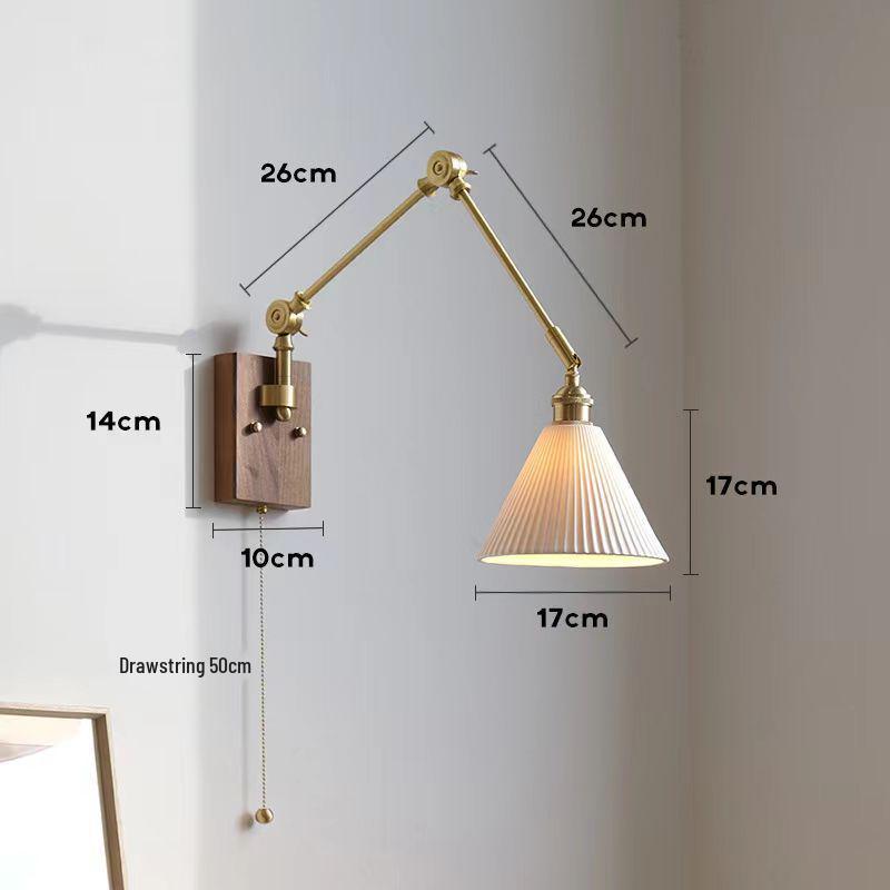 

Скандинавский ретро настенный светильник с поворотным кронштейном - Полностью медный регулируемый прикроватный и рабочий светильник 5W