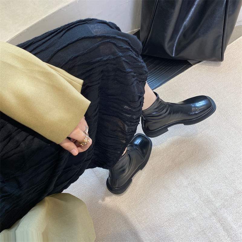 Elastic British Martin Boots Women's 2025 Autumn and Winter New Chelsea Boots Small Naked Boots Skinny Boots Fleece Short Boots