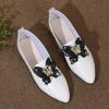 2025 New Pointed Head Butterfly Decoration Shallow Mouth Flat Bottom Versatile Shoes Woman Low Heel Comfortable Leisure Zapatos