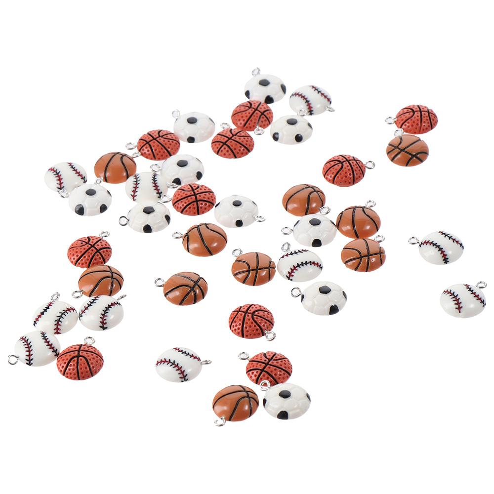 40 Pcs 40 Pcs Round Football Charm Resin Volleyball Charm Bracelet Basketball Charm  Women