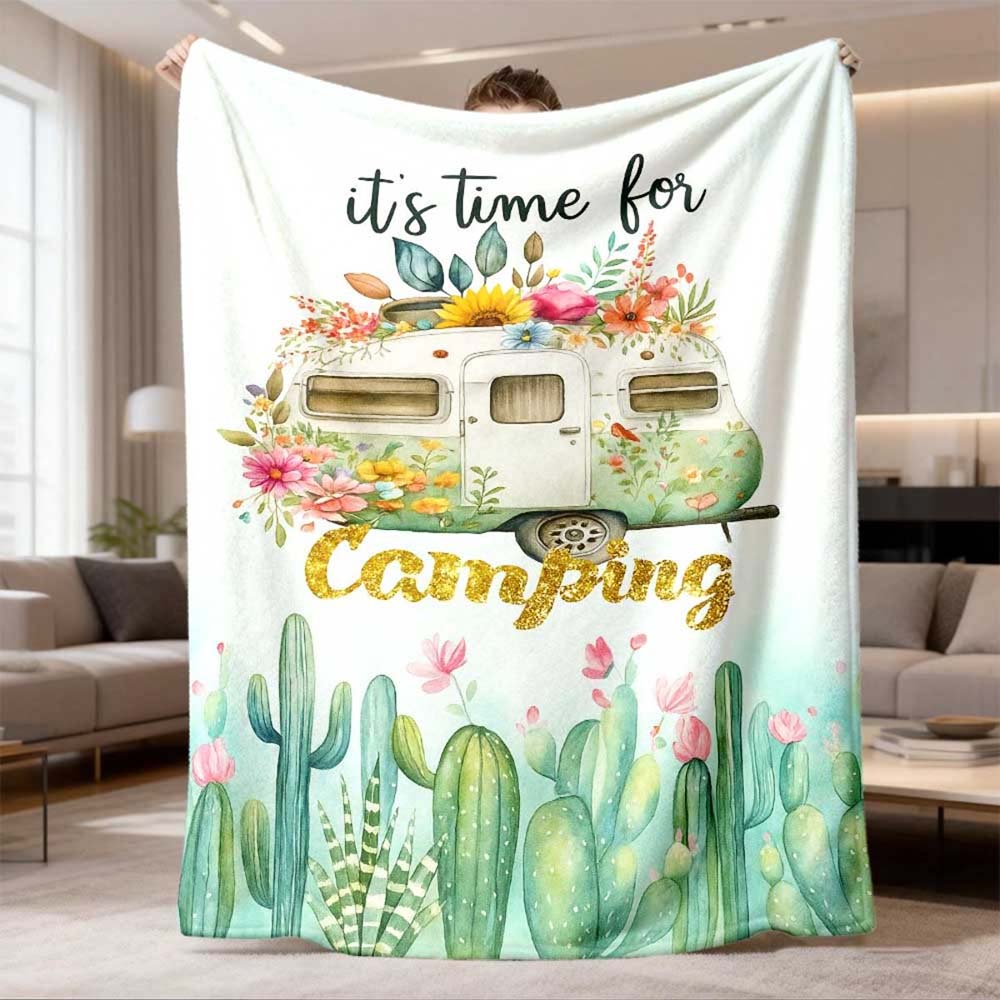 1pc Vintage Cycling Themed Fleece Blanket For Bike Lovers Funny Cycling Quote Decor Throw Blanket