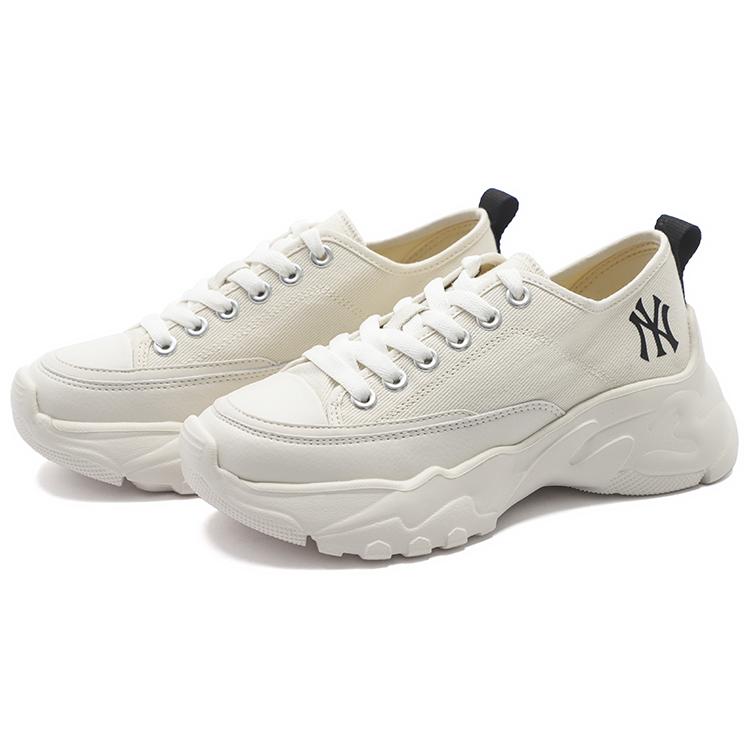 New MLB Chunky High Wear Resistant Height Increasing Low Top Chunky Sneakers Unisex White 3ASHUL22N-50WHS