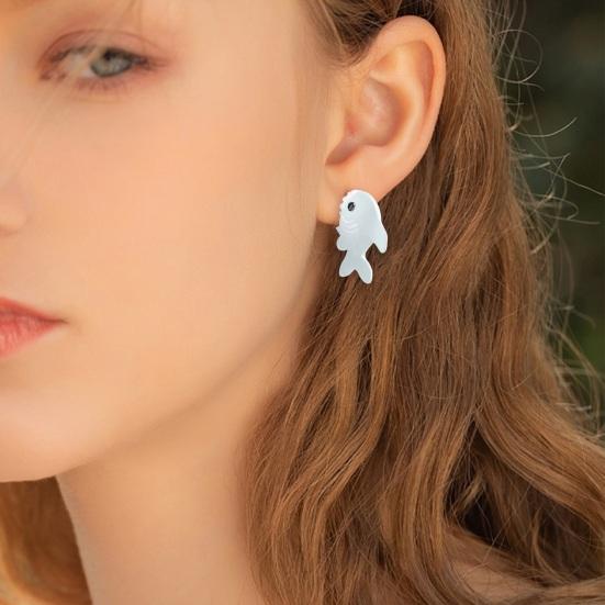 1 Pair Cartoon Animal Bite Earrings Multi Shapes Shark Hippo Dinosaur Whale Resin 3D Biting Ears Stud Earrings Christmas Jewelry Gifts