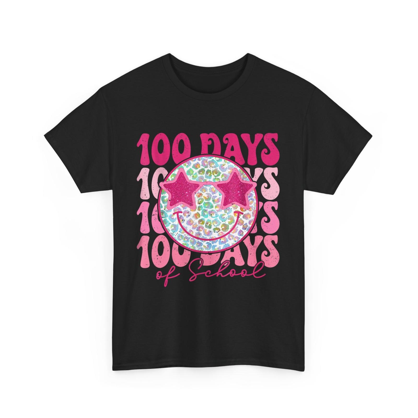 Smile Face Pink Groovy Happy 100 Days Of School Kids Girls T-shirt XL