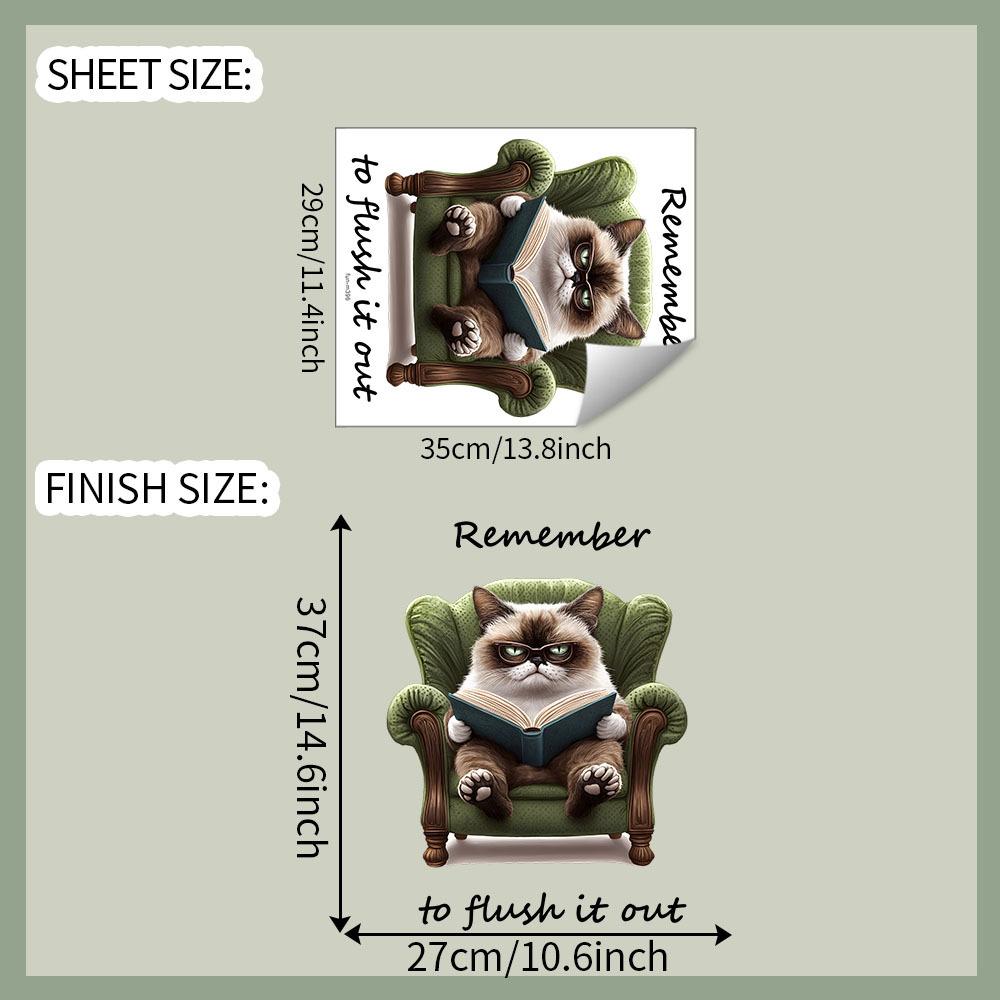 

Серьезное Чтение Маленький Кот Ванная Туалет и Туалетные Наклейки для Украшения и Декора