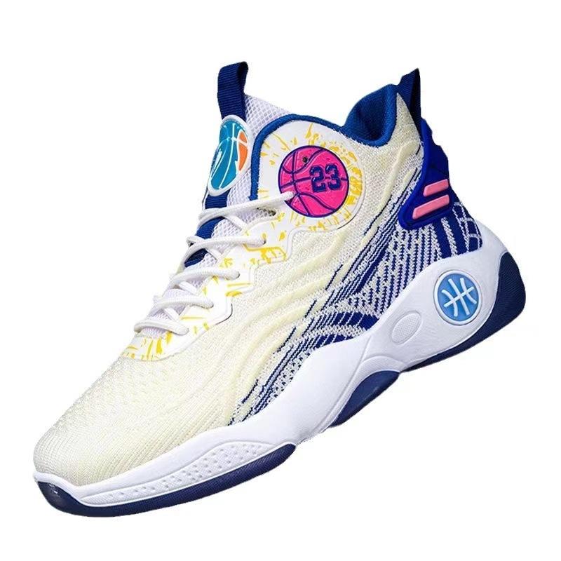 High-top mesh breathable actual basketball shoes, young men's non-slip and wear-resistant outdoor sports shoes