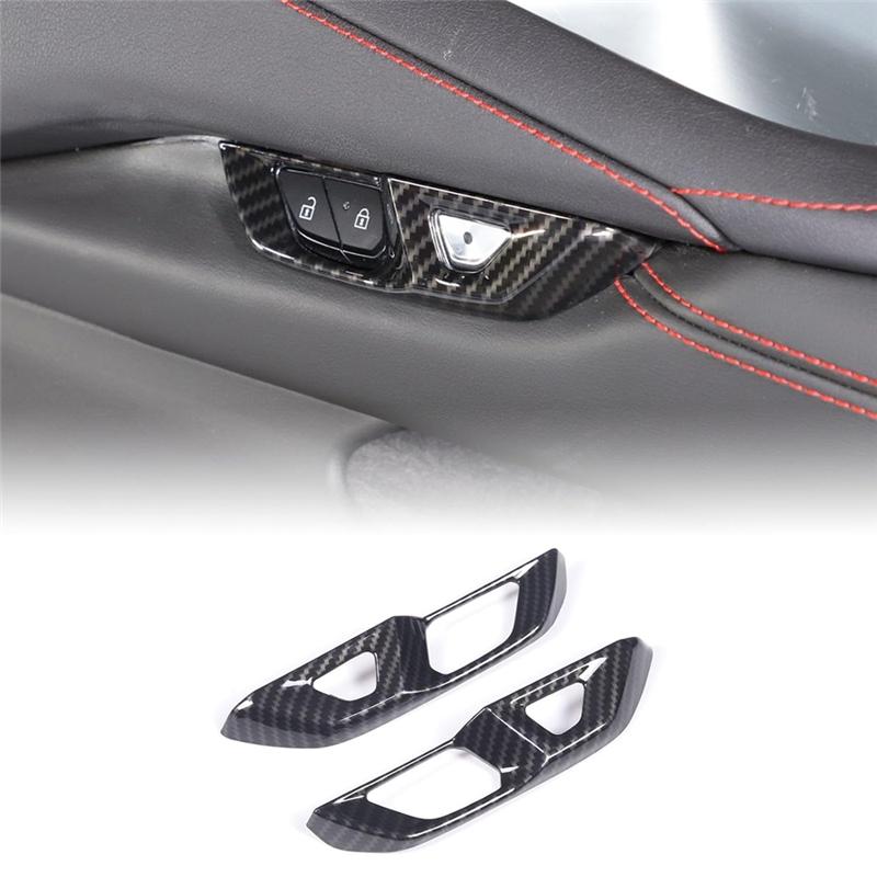 Pro Corvette C8 - Kryt tlačítka spínače vnitřního zámku dveří auta, Lišta, Příslušenství, ABS, Uhlíkové vlákno - M53K
