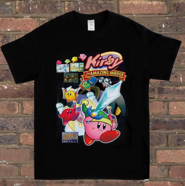 Latest Adult and Childrens Star Kirby Retro Game Classic Character Family Photo Fun Creative Loose Cotton Short Sleeve