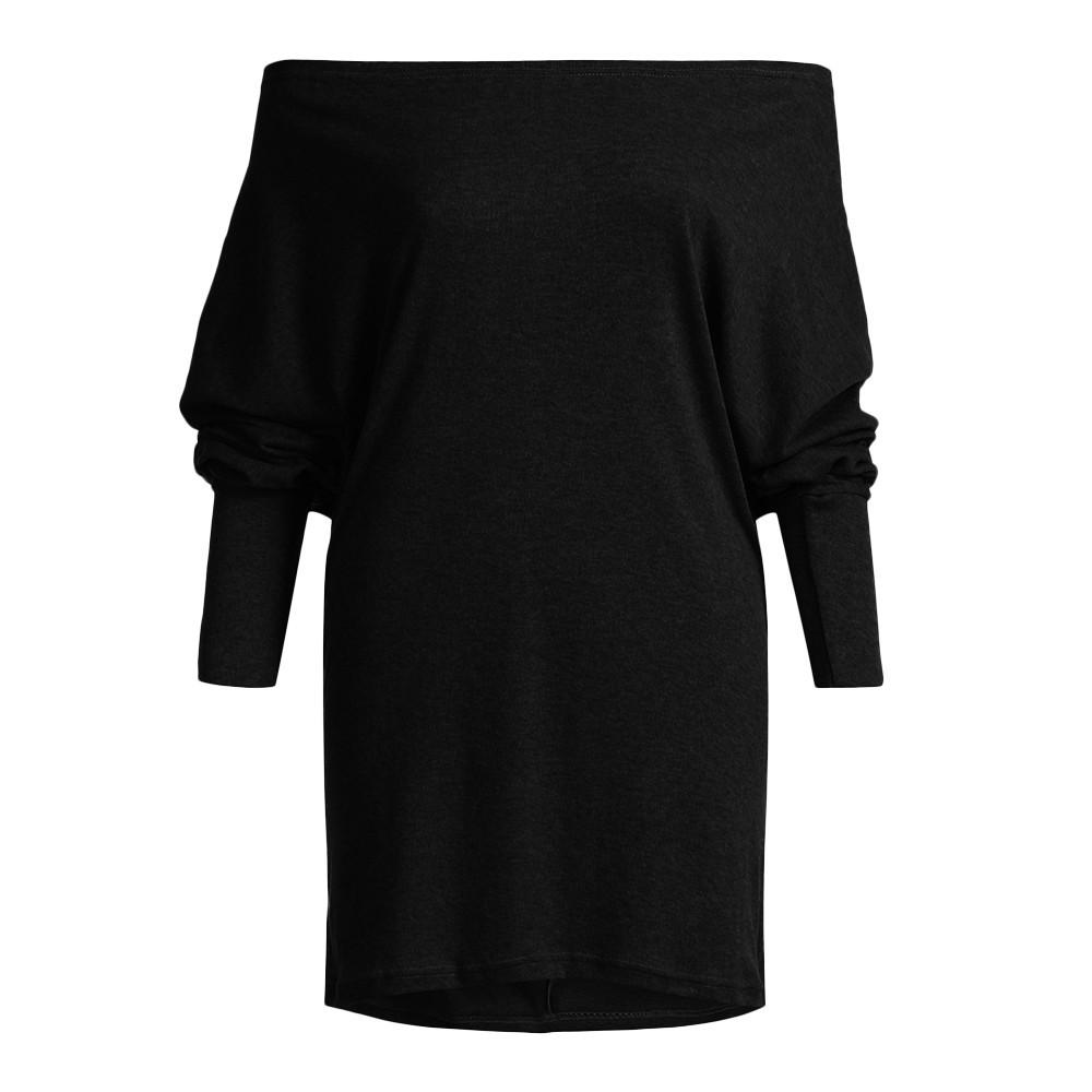 Women's Off Shoulder Long Sleeve Oversized Pullover Sweater Knit Jumper Loose Tunic Tops