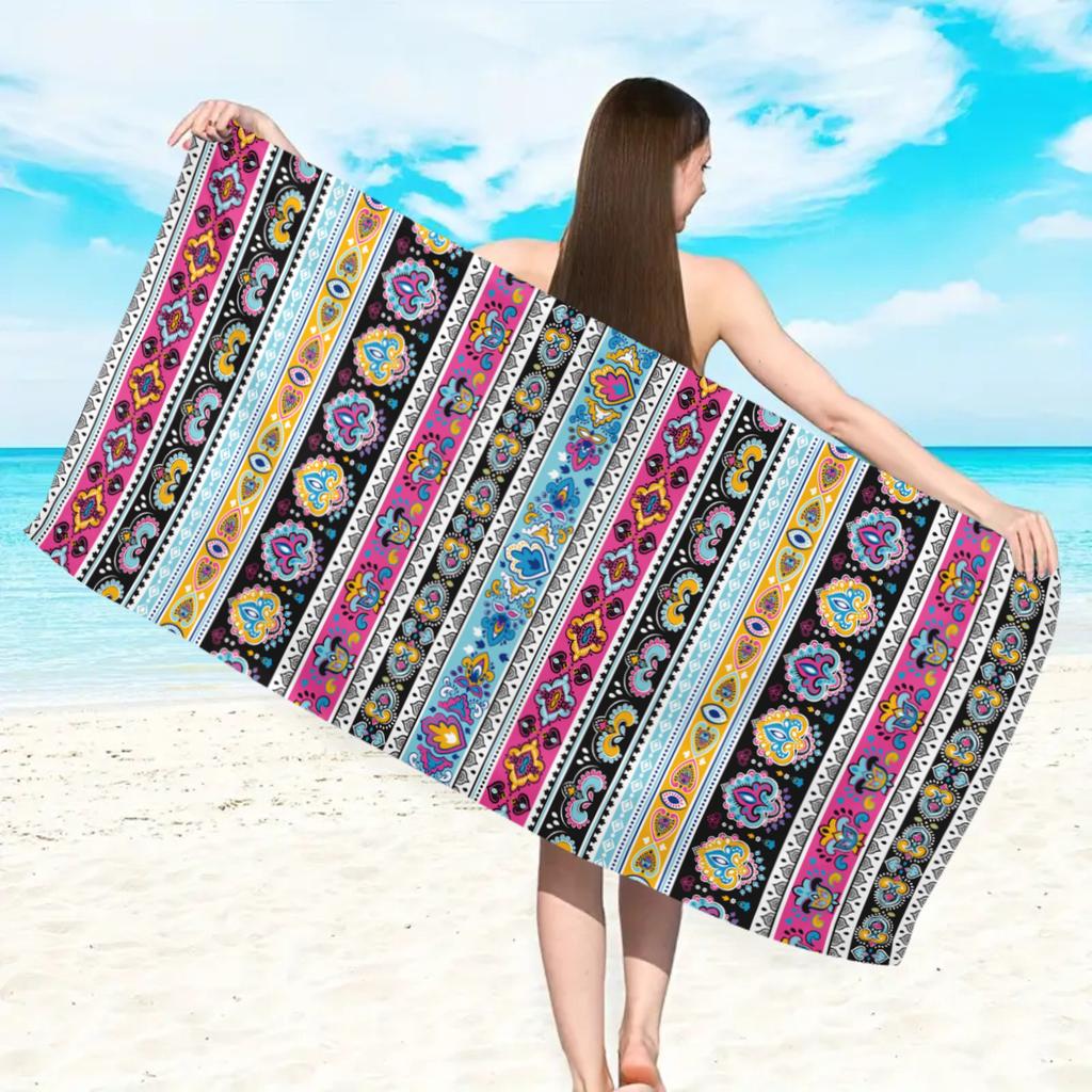 1pc Bohemian beach towel, ultra-fine fiber quick drying beach towel, multifunctional beach towel for beach swimming and vacation