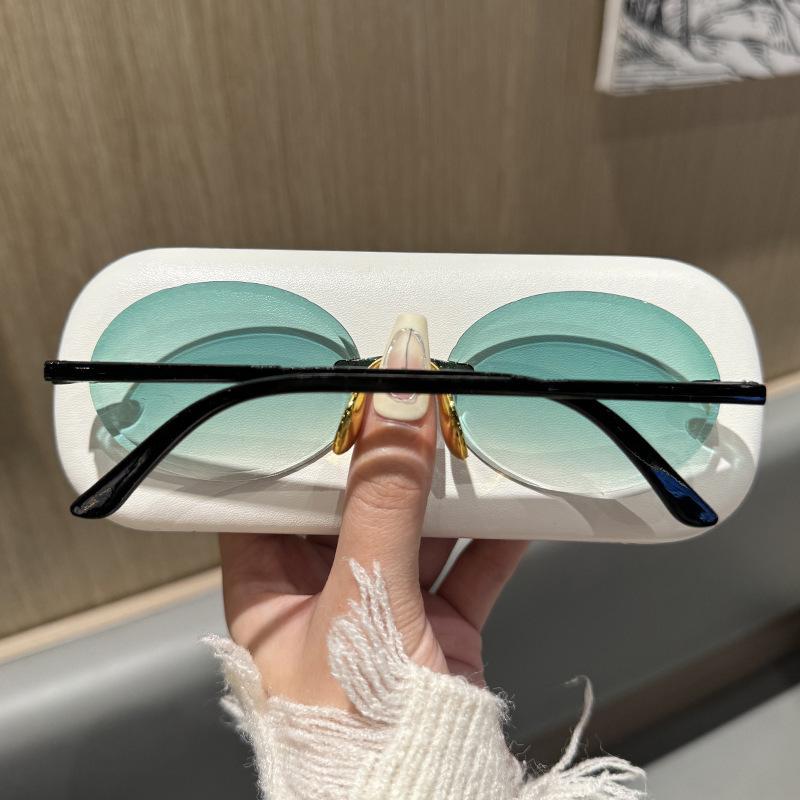 Non-polarizd Rimless Oval Women Sunglasses Vintage Punk Sun Glasses Trendy Frameless Shades