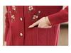 Women's Turn-Down Collar Knitted Cardigan: Embroidered Velvet Sweater Coat for Autumn/Winter