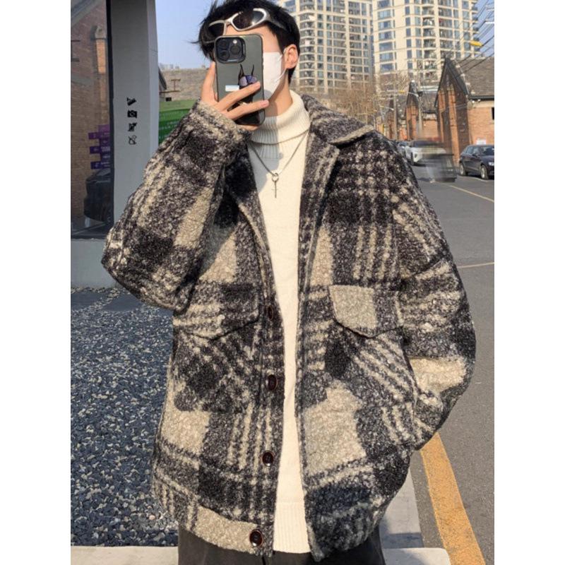 Men's Retro Lambswool Plaid Jacket - Stylish, Warm & Trendy Winter Coat