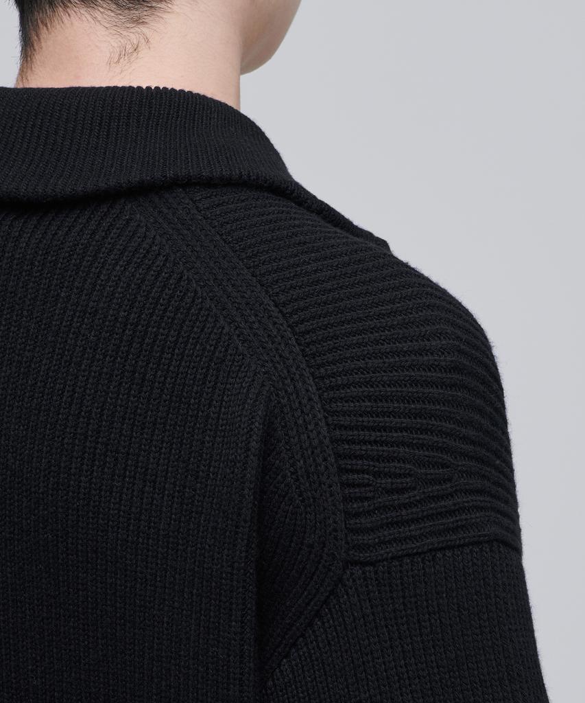 Musinsa Standard Relaxed Ribbed Knit Zip-Up [Black]