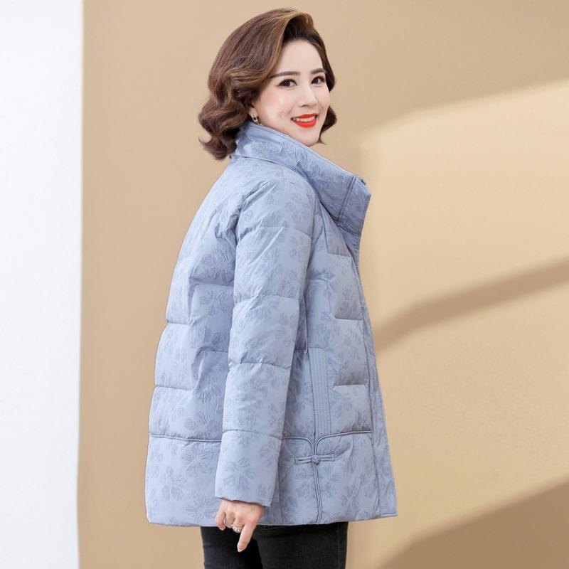 

Middle-aged and old women s clothing winter new fashionable large-size middle-aged mother winter down jacket elderly thickened cotton-padded jacket 4XL светло-синий