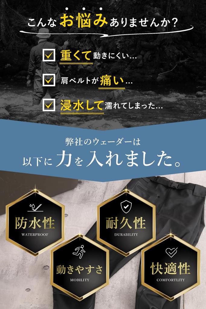 [unizom] [Professional Recommended] Waders with Waist Belt, Fully Waterproof, Durable, and Waist-High Waders for Fishing